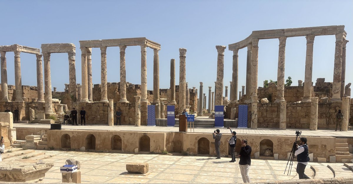 Ambassador of 🇦🇹 in 🇱🇾 Barbara Grosse at the spectacular world heritage site of Leptis Magna, celebrating the renewed presence of <a href="/UNESCO/">UNESCO 🏛️ #Education #Sciences #Culture 🇺🇳</a> in #Libya: „Leptis Magna reflects Libya‘s fascinating history at the crossroads of cultures and the many opportunities for the future“.