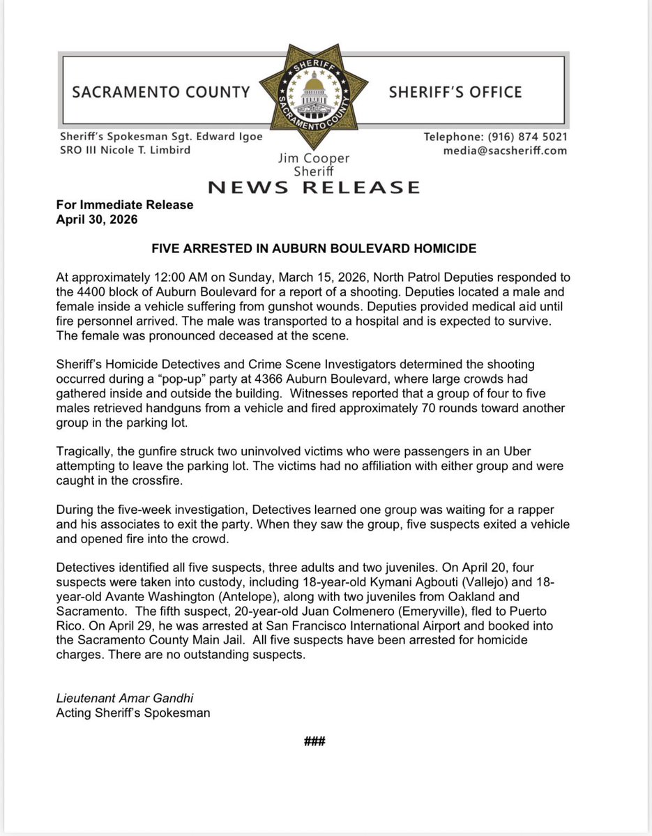 Sacramento Sheriff tweet media