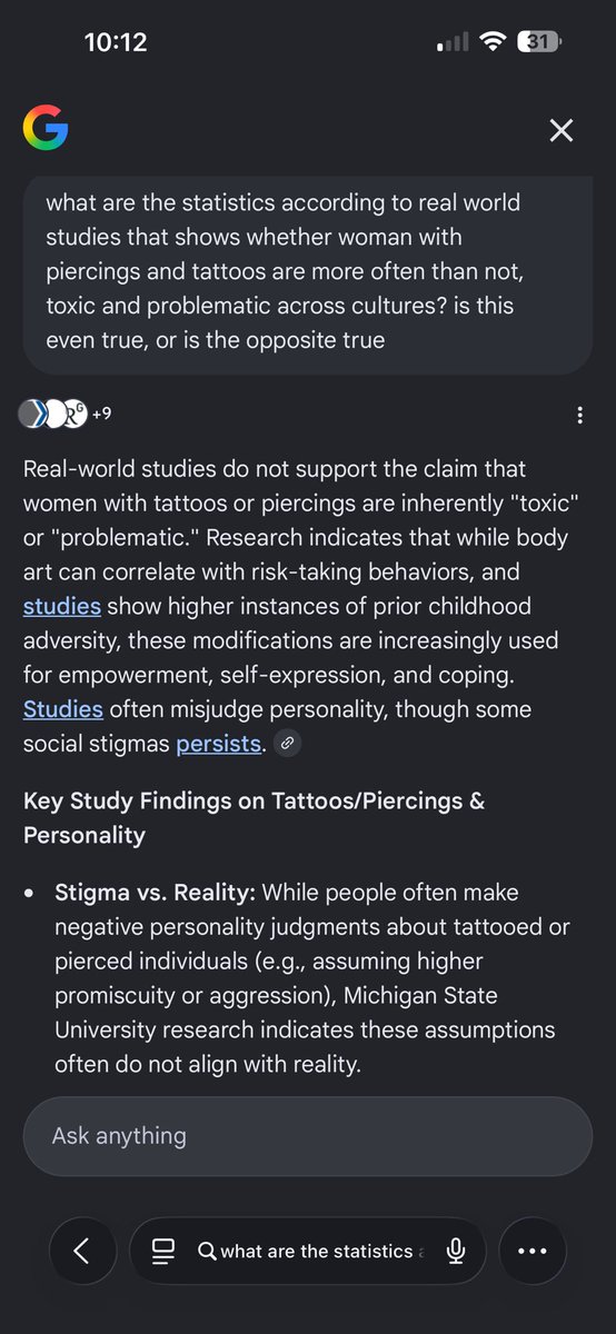 Anon8268's tweet photo. @vbboyd @AntiWokeMemes From more reputable sources. My issue is with your language, you speak with prejudice and as if you know everyone and act as if they are below you. Piercings, tattoos, colored hair, etc. Does not signify sexual energy, and nor are they all problematic, yet u speak with certainty. https://t.co/usm4RKWEKW