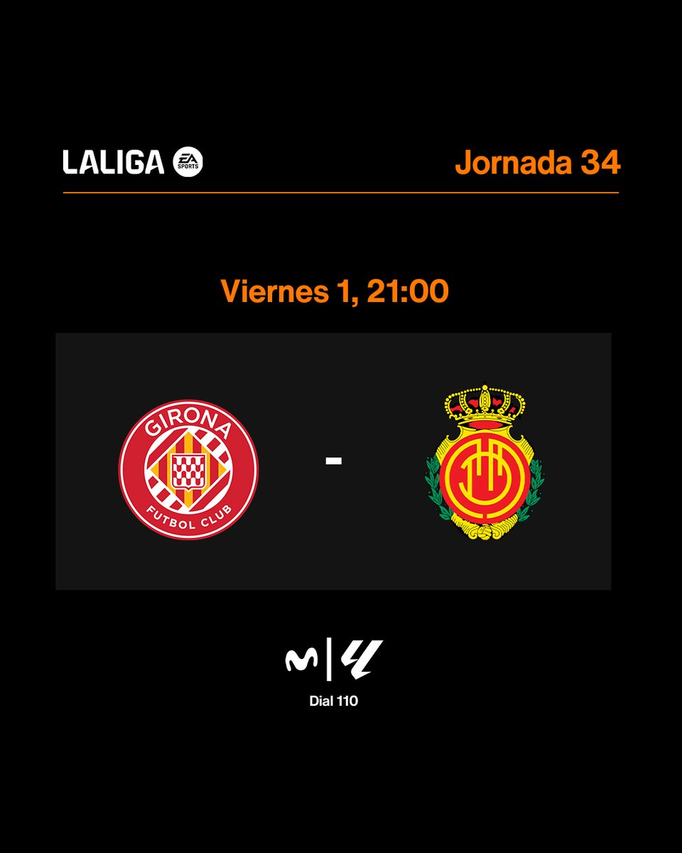 orange_es's tweet image. 👀🔜🏆 𝗠𝗮́𝘀 𝗰𝗲𝗿𝗰𝗮 𝗱𝗲𝗹 𝗳𝗶𝗻𝗮𝗹. ¡Comienza el último mes de competición en #LALIGAEASPORTS! 😎

✍️ 𝐇𝐎𝐑𝐀𝐑𝐈𝐎𝐒 Jornada 34 ⏰

🔜 Viernes 1 de mayo
🕑 21:00 Girona CF 🆚 RCD Mallorca

📍#TodoElFutbolEnOrange bit.ly/3UvMt53