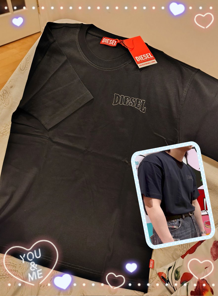 luv_gentigercha's tweet image. DIESELのTシャツ届いた(∩ˊᵕˋ∩)✨💙💙

シンプル黒Tだから、いろいろ合わせられそう！
元々DIESELのジーンズ👖1本持ってるし、元太くんと同じくDIESEL縛りでもいいね💙😆

胸元のロゴはプリントじゃなくて糸のステッチで仕上げられててかわいい🥰

 #DIESEL  #松田元太