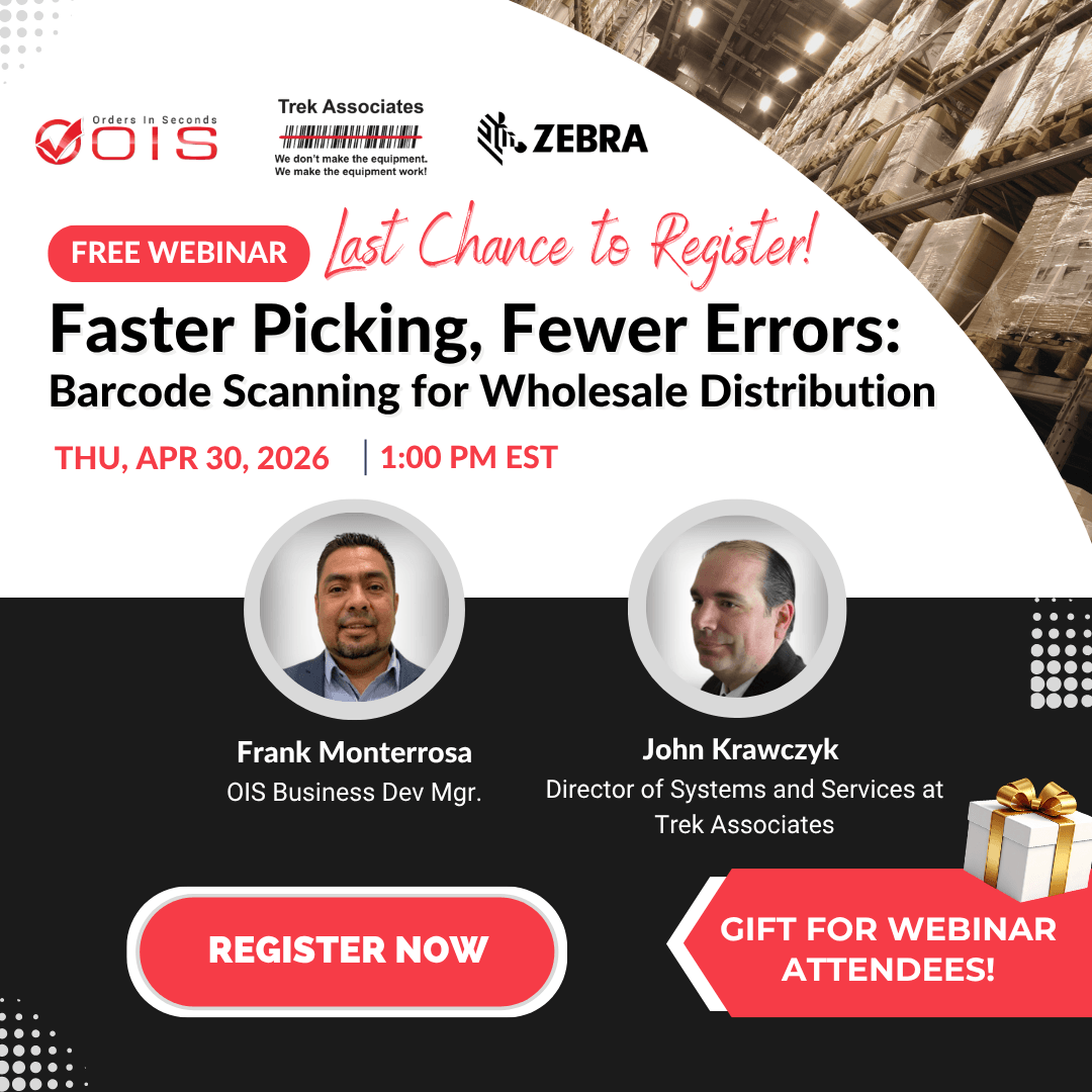 OISMobile's tweet photo. ‼️ Last chance—this is happening today.

Join us today at 1:00 PM EST on Zoom and learn how barcode scanning helps you move faster and reduce mistakes.

Live Q&amp;A + a surprise for attendees.

🔗 Save your seat: https://t.co/zsxiPUt06O

#Warehouse #WholesaleDistribution #Free https://t.co/rVB0fFD3b9