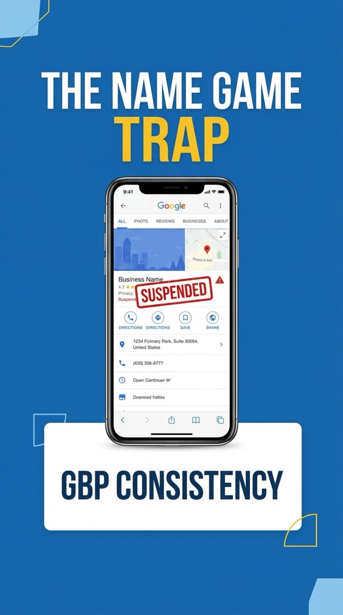 WebDesignerNora's tweet image. ⚠️ Local SEO: The "Name Game" Trap.

Adding "Best Pizza NYC" to your GBP? Don't. 🛑

Keyword stuffing = suspension. Stick to your legal name; let categories do the work. Consistency wins! 🏆 Ever seen this trap?

#SEOProblems #LocalBusiness #GBPStrategy