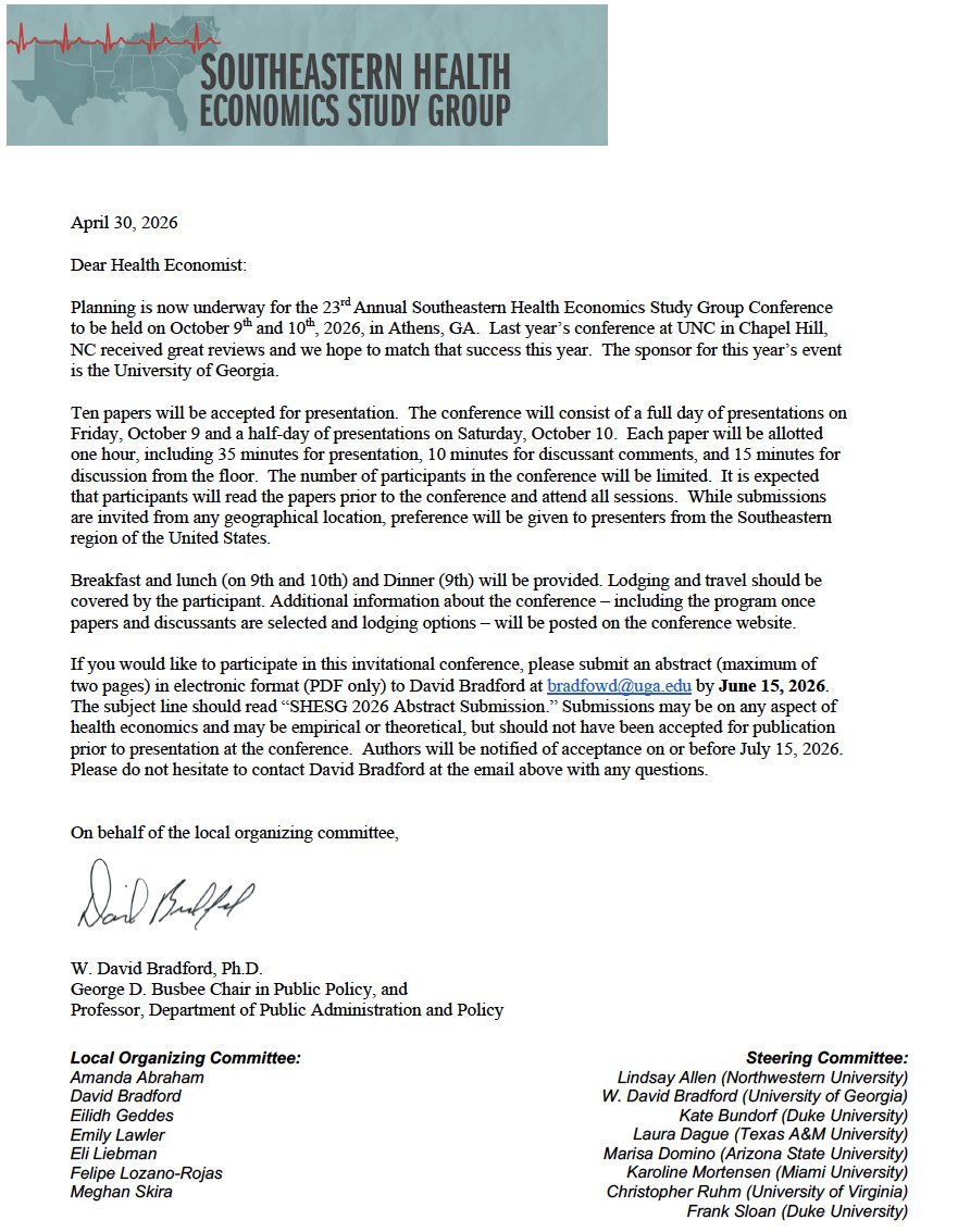 Southeastern Health Economics Study Group tweet media