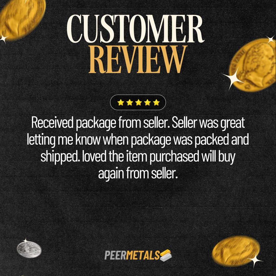 peermetalslist's tweet image. ⭐⭐⭐⭐⭐ Cesar loves his PeerMetals purchase! He said our seller was "great letting me know when package was packed and shipped" and "loved the item... will buy again!"

Real reviews from real customers. Experience trusted service &amp;amp; quality. Visit PeerMetals.com!
#Pe…