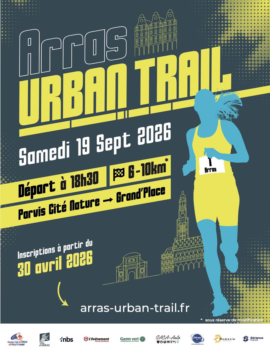 VilleArras's tweet image. C'est ouvert ! Les inscriptions pour l'Arras Urban Trail sont lancées ! Ne tardez pas, les places vont partir vite !

Rendez-vous le 19 septembre pour 6 ou 10 km dans les rues d'Arras en soirée. 🌆

👉 fr.milesrepublic.com/event/urban-tr… #Arras #trail