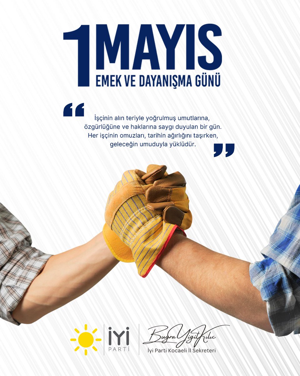 bugrayigitkilic's tweet photo. 1 Mayıs Emek ve Dayanışma Günü kutlu olsun.

Alın teriyle hayatı var eden, emeğiyle yarınları inşa eden tüm çalışanların; haklarının, onurunun ve mücadelesinin her zaman yanında olmak hepimizin ortak sorumluluğudur. Dayanışmanın güçlendiği, emeğin değer gördüğü bir gelecek dileğiyle…

Emek varsa umut vardır.

#1Mayıs #EmekVeDayanışmaGünü