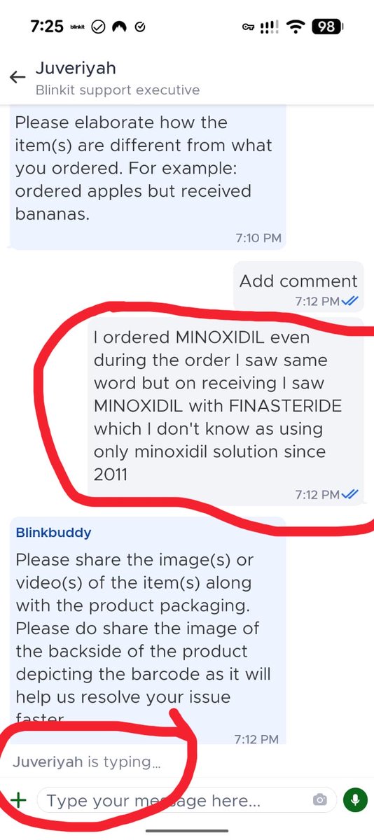 0091mg's tweet photo. Under de support of @narendramodi this is how @letsblinkit @blinkitcares washed their hands from support…..

Order #Tugain Minoxidil 5% solution as using #minoxidil since 2011 n saw only 2pics of @Cipla_Global posted by #blinkit n no such thing stated on de page as shown then when I recvd the item I saw there is another salt also with Minoxidil as FINASTERIDE n I have no idea as never used….

Contacted to Blinkit n her chat agent simply said YOU CHOOSE + IN THE DETAIL BUTTON IT IS WRITTEN FINASTERIDE EVEN OUR SYSTEM CANNOT ACCEPT….. I requested her to take manual approval as system made by humans…. But no approval….

Even I said I DO NOT WANT REFUND…. ADD IN BLINKIT WALLET N I WILL RE-ORDER ANOTHER MINOXIDIL WITHOUT ANY FINASTERIDE SALT AS THERE ARE ITHER BRANDS TOO but she said NO…

I can’t use this item due to hair transplant….. @MoHFW_INDIA take strictly action against Blinkit….

Will blinkit take a guarantee that if this FINASTERIDE salt create an issue then BLINKIT will pay the medical bills?????

I have no idea that what is the problem if human made an error….. when I recvd any incorrect or damaged item which was packed by blinkit human then they accepted a return or refund BUT WHEN CUSTOMER DID THEN NO…. Why?????

Who is the CEO of the blinkit… as a legalised citizen I must talk to him/her…

@NewIndianXpress @TheMornStandard @fssaiindia @mansukhmandviya @OfficeOf_MM @MoHFW_INDIA 
@jagograhak @dainikbhaskar

Sh.@rajnathsingh Ji @NavbharatTimes @Ghaziabad365 #Ghaziabad #Dahaad @AmarUjalaNews 
@PMOIndia @BBCHindi @cnnbrk #jaishreekrishna  #indiancitizen @navikakumar @anchorjiya @INCUttarPradesh @aajtak  @ABPNews @BoltaHindustan @BBCHindi #Bharat24Digital @palakprakash20 @Sakshijournal @ShekhawatAyushi  @themahimakanwar @poornima_mishra