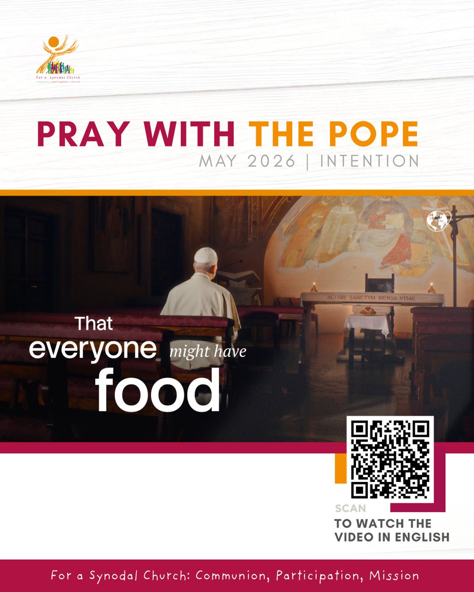 Synod_va's tweet photo. This month, we pray with the Pope for a world where no one goes hungry.
Take a moment to pray with the #Pope.
Visit the website to learn how to experience deep prayer:
👉 https://t.co/AQQDNSnlyD
#QualityFood #FoodForEveryone https://t.co/Rm3lELBzkB