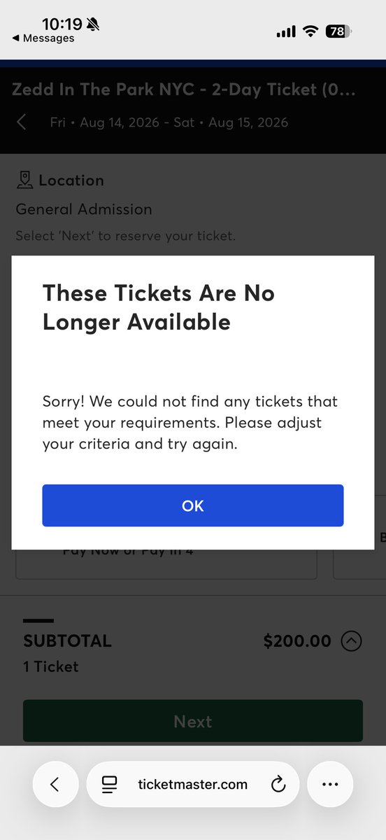 fonsoooooo's tweet photo. @Zedd it’s not allowing me to get a single ticket. I’m sad. I have seen you every year since 2012. You were my first show @echostage ! Please help a true fan out. @Ticketmaster #ZeddInThePark https://t.co/pytXtNQPJy