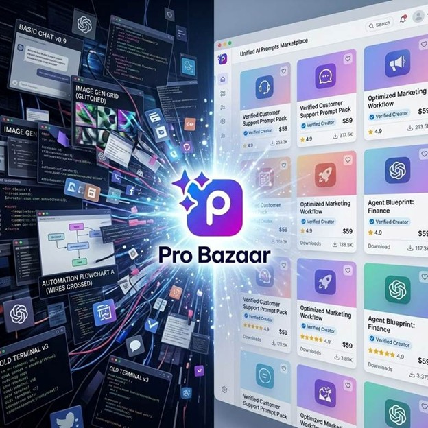 probazaarai's tweet photo. Most creators build for ONE tool.
ChatGPT. Midjourney. Claude.
But buyers live in multi-tool ecosystems.
ProBazaar is unified.
 Your asset works across platforms.
More reach. More buyers.
Build once. Sell everywhere.
https://t.co/F47t3kDXgZ
#AItools #Automation #ProBazaar https://t.co/eCoonQ12Dq