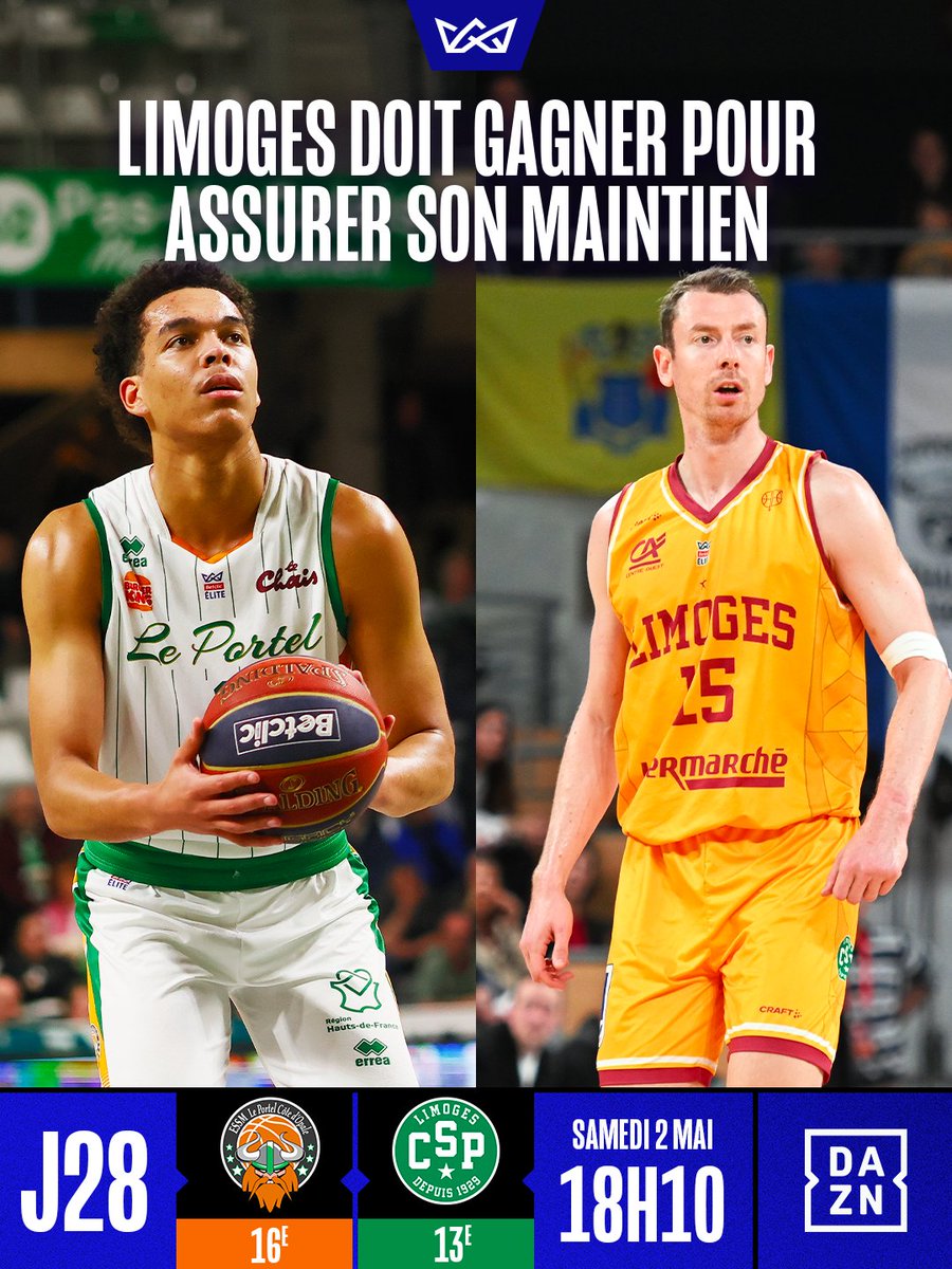 Betclic_ELITE's tweet image. Un match a gagner pour @limogescsp 👀

À 18h10 sur @DAZN_FR 📺

#BetclicÉlite #Basketball