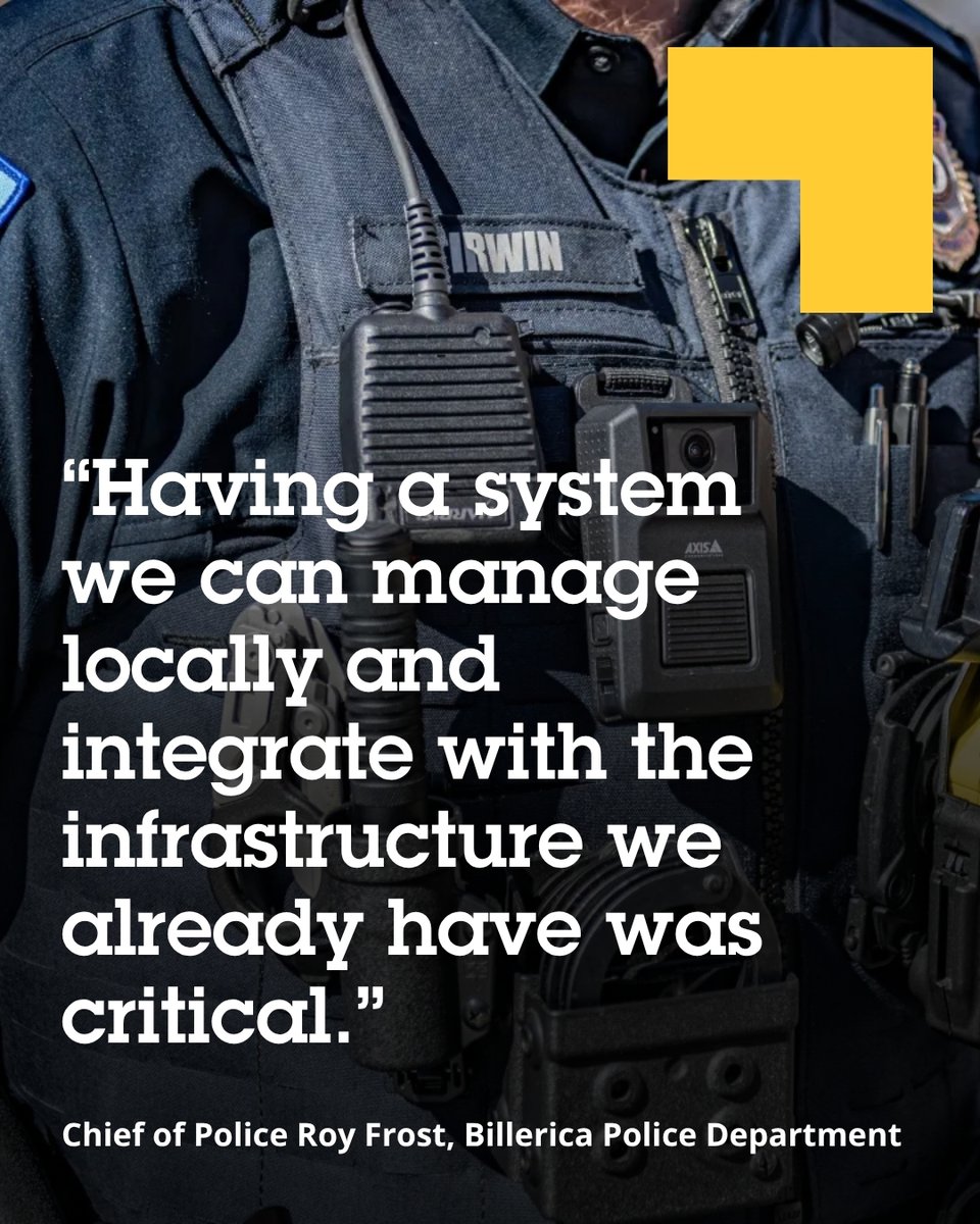 Axis_NA's tweet photo. @TownofBillerica Police Department &amp; Cross Camera Controls are transforming policing. The use of body worn cameras with seamless CAD integration is a game changer. They've boosted officer safety, public trust, and cut manual work. Explore their success: https://t.co/jtNUOGAU2l https://t.co/LbNv24mRnf