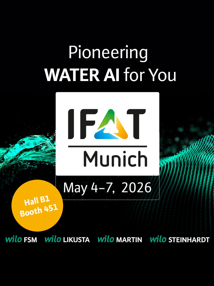 WiloFrance's tweet photo. 🌍💧 L’IFAT Munich c'est la semaine prochaine !
Venez nous rencontrer et voir comment le futur de l’eau se prépare dès aujourd’hui…

📅 Du 04 au 07 mai
📍 Hall B1 – Stand 451

Rendez-vous lundi à Munich ! 👋
👉🏻 https://t.co/mO7uxagahe
#Wilo #WiloFrance #IFAT2026 #WaterAI https://t.co/sGkCDJbzmf