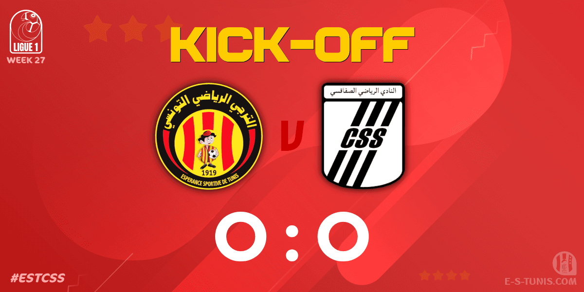 ESTuniscom's tweet photo. ⏱ 01' | #Ligue1Tn🇹🇳 Week 27 #ESTCSS | @ESTuniscom 0⃣-0⃣ #CSSfaxien : The match kicks off / بداية المباراة / Coup d'envoi du match https://t.co/PsbEjwEWgK