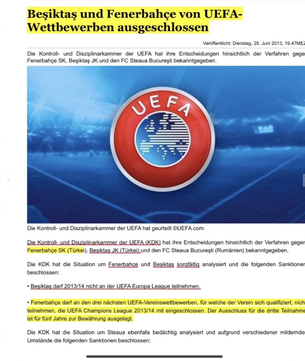 hakanbztl's tweet photo. 📌 UEFA kararı: Avrupa’dan MEN
📌 CAS kararı: İtiraz RED
📌 İsviçre Federal Mahkemesi: Başvuru RED
 Fenerbahçe bu yüzden 2 sezon Avrupa kupalarına katılamadı ve cezasını çekti.
“Şike yok” diyenlere soruyorum:
UEFA mı yanlış?
CAS mı yanlış?
İsviçre Federal Mahkemesi mi yanlış? https://t.co/FtdDosTjY0