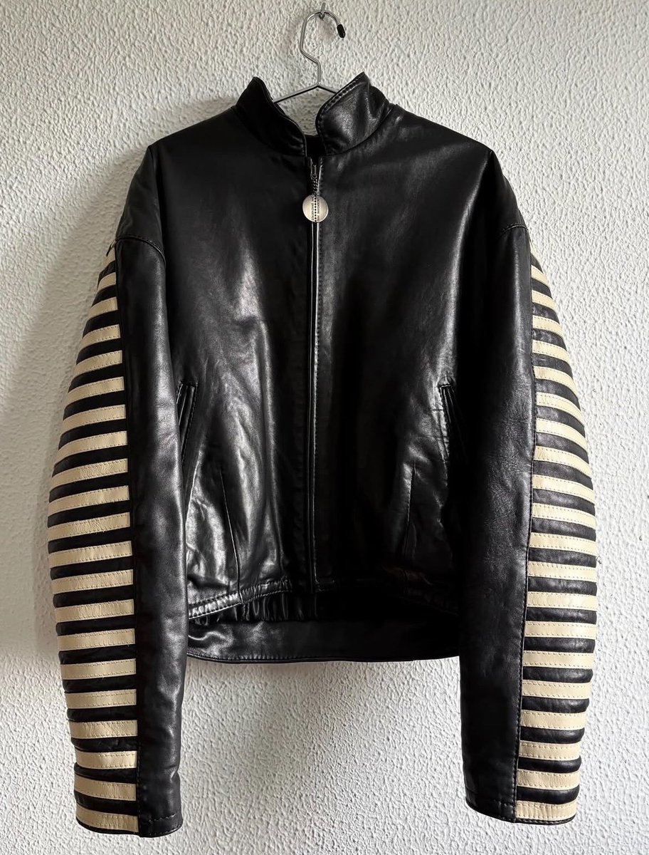AW93 dirk bikkembergs striped leather jacket