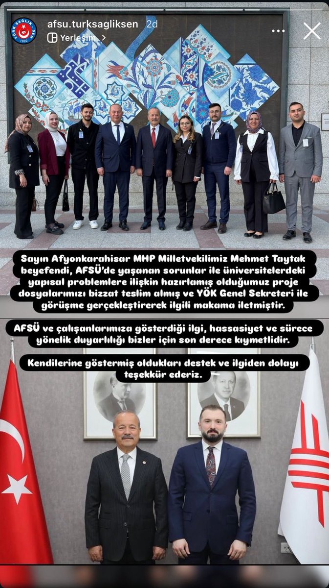 unvtayinmagduru's tweet photo. Afyonkarahisar Türk Sağlık-Sen Üniversite Şubesi’ne teşekkür ederiz.Üniversitelerde başta tayin ve nakil sorunları olmak üzere yaşanan problemlerin çözümü için emek veren tüm kişi ve kurumların gayreti bizler için çok değerlidir.Emeğinize sağlık
@turksagliksengm @MehmetTaytakMHP https://t.co/JBe2ZYqIuB
