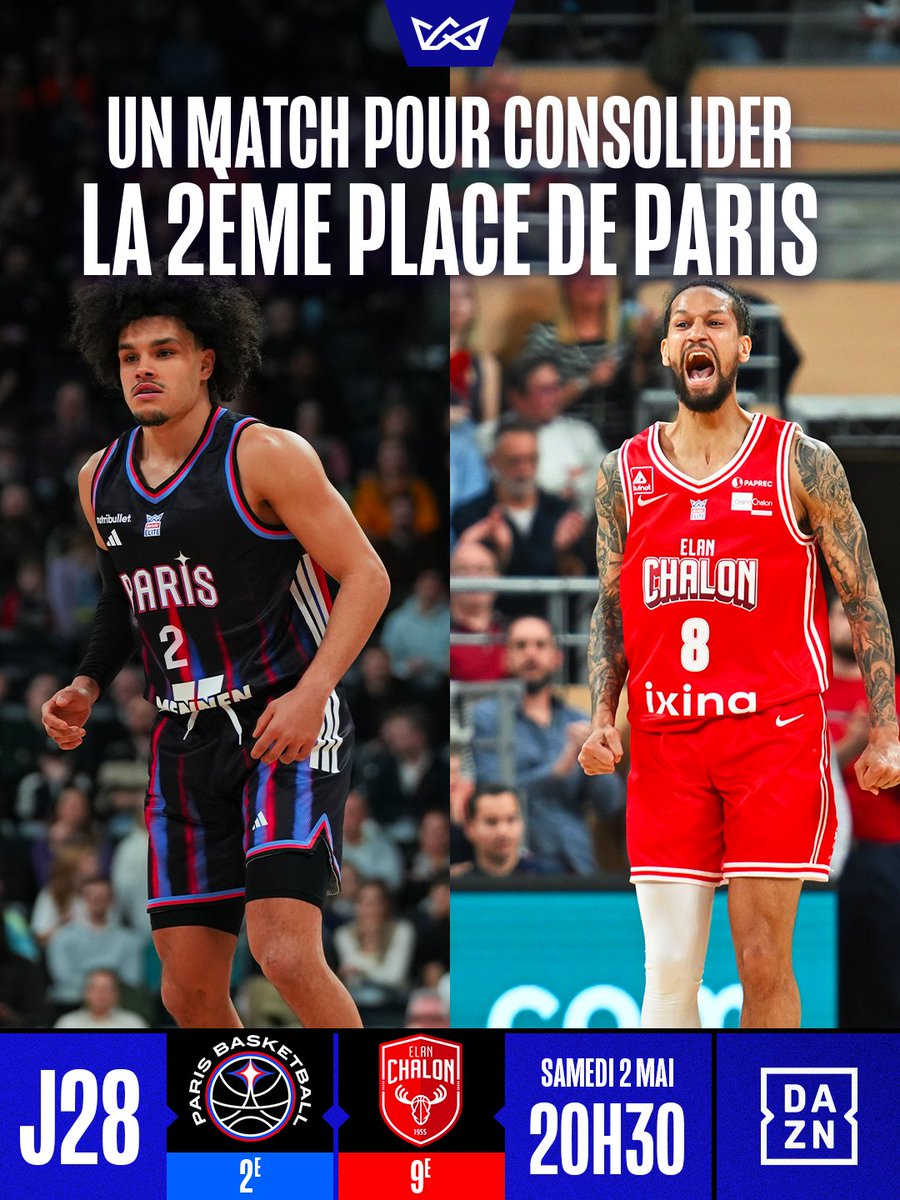 Betclic_ELITE's tweet image. À domicile le @ParisBasketball va tenter de consolider sa 2ème place !

Le match est à suivre à 20h30 sur @DAZN_FR 📺

#BetclicÉlite #Basketball