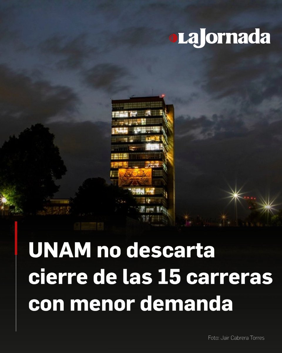 lajornadaonline's tweet photo. La secretaria general de la UNAM, Patricia Dávila Aranda, informó que la institución mantiene bajo revisión más de 15 carreras con baja demanda para evaluar su pertinencia social o iniciar un proceso que determine si es necesario cerrarlas.

Si bien la funcionaria aclaró que no se busca la eliminación masiva de programas, puntualizó que si una opción académica no funciona tras intentar actualizarla, se deben buscar nuevas alternativas, lo que podría derivar en el cierre de ciertos planes sin afectar a la comunidad.

Más información en: https://t.co/RUdGSxk9YA