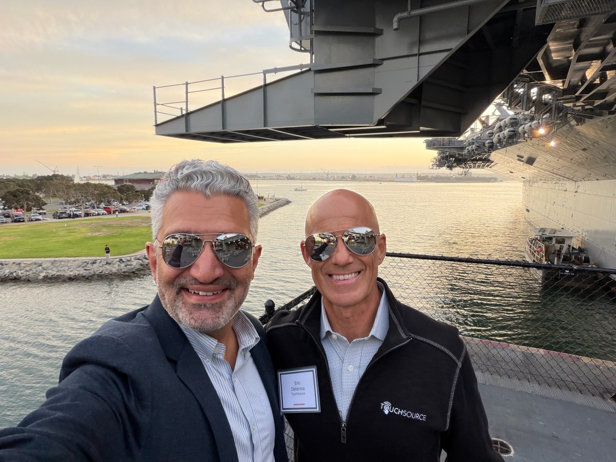 touchsource's tweet photo. Day 1 at BOMA MRE was a success! The Opening Keynote by Dr. David Agus about AI in health and patient care was thought provoking. Thank you to Remedy for hosting an incredible party on the USS Midway. We look forward to Day 2 and connecting with more customers and partners. https://t.co/tZEsQyPFd3