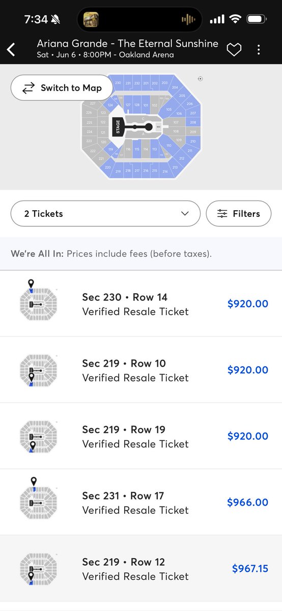 needyimage's tweet photo. Ain’t no way… I paid that much back in 2019 and I was front row at the Ariana Grande concert; hopefully, these resellers shove their unsold tickets up their ass when they don’t sell ‘em https://t.co/iqQvKwcrwO