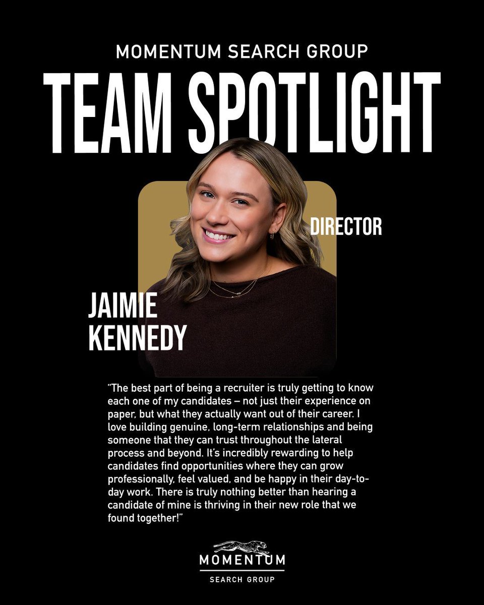 msgrecruiter's tweet photo. There's more to a candidate than what's on paper.

This week, we're spotlighting Director Jaimie Kennedy and what she sees as the best part of her career. Take a look! https://t.co/7GMiVZgZ9b