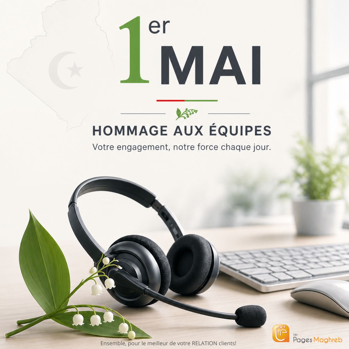 PagesMaghreb's tweet photo. 1er Mai.
Merci à ceux qui travaillent, et à nos équipes qui font la différence chaque jour.
Bonne fête du Travail à tous les Algériens 🇩🇿
#1erMai #Travailleurs #Algérie #CallCenter #LesPagesMaghreb https://t.co/4Tf5ekqfYv