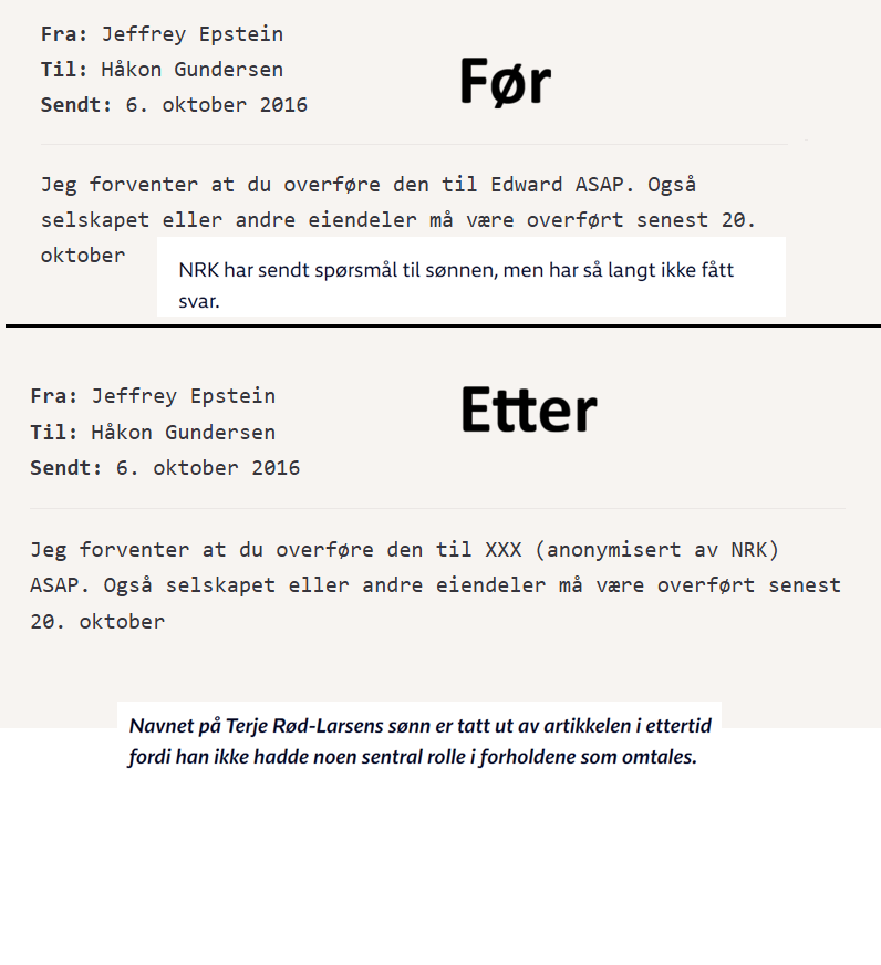 mandersoncfa's tweet photo. NRK navngav Edward Rød-Larsen i februar 2026. For 20 minutter siden fjernet de navnet hans fra artikkelen - etter at han er død. 

https://t.co/J5RYsYXvMT https://t.co/VTZ2RUExrw