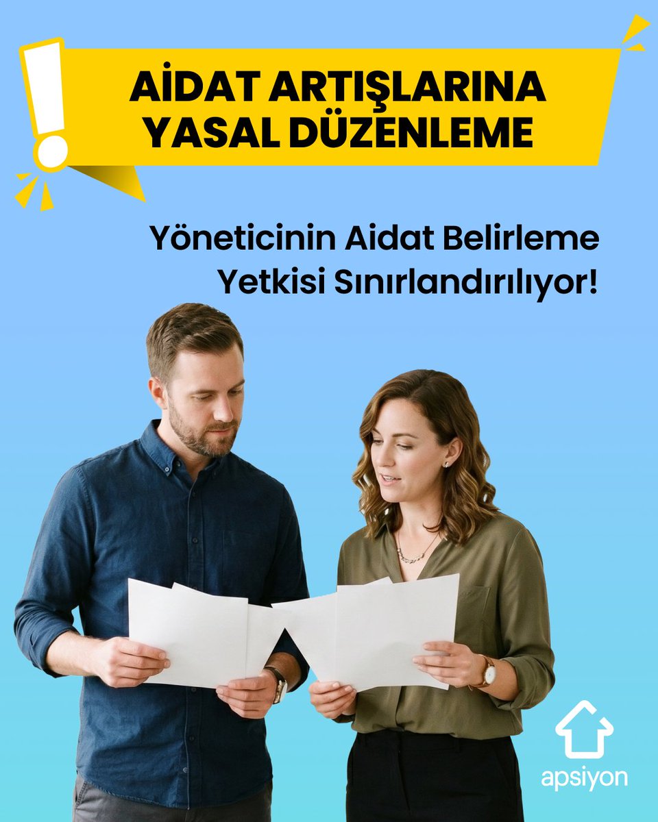 apsiyon's tweet photo. 🚨SON DAKİKA!🚨​

Aidatlar neden artıyor? Bu soruya yeni bir yasal düzenleme geliyor.​

Kat Mülkiyeti Kanunu’nda yapılan değişiklikle yöneticinin aidat belirleme yetkisi sınırlandırılıyor, karar kat malikine bırakılıyor.​

👉 Düzenleme 29 Nisan’da (dün) Meclis’te kabul edildi.​
👉 Resmî Gazete’de yayımlandıktan sonra yürürlüğe girecek.​

Peki siz bu değişiklik hakkında ne düşünüyorsunuz?​

Aidat artışlarını kim belirlemeli?​
⭐ Yönetici mi?​
⭐ Kat malikleri mi?​

Yorumlarda buluşalım.

Bu arada daha fazla bilgi için "Yöneticinin Aidat Belirleme Yetkisi Kısıtlanıyor! 2026 Kat Mülkiyeti Kanunu Değişikliği" blog yazımızı mutlaka okuyun.

Linki: https://t.co/XITHvDU5Lk

#aidat #aidatartışı #siteyönetimi #apartmanyönetimi #katmülkiyeti #kmk #işletmeprojesi #yöneticilik #yasa #yasadeğişiklik #kanundeğişikliği #siteyönetimiyazılımı #yönetim #apartman #site #konut