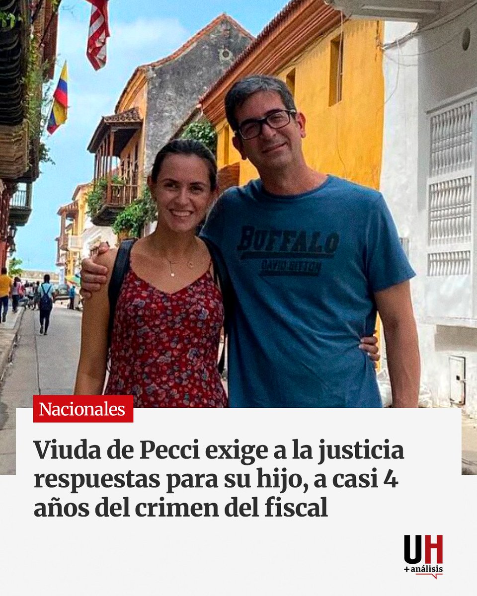 UltimaHoracom's tweet photo. Al conmemorarse su cuarto aniversario de bodas, Claudia Aguilera, viuda del fiscal Marcelo Pecci, lanzó un conmovedor mensaje a las autoridades de la Justicia paraguaya, que aún no han identificado al autor intelectual del crimen del ex fiscal asesinado por sicarios en Colombia mientras disfrutaba de su luna de miel.

🟢 Recibí las noticias: https://t.co/YeGk9I8Xf5