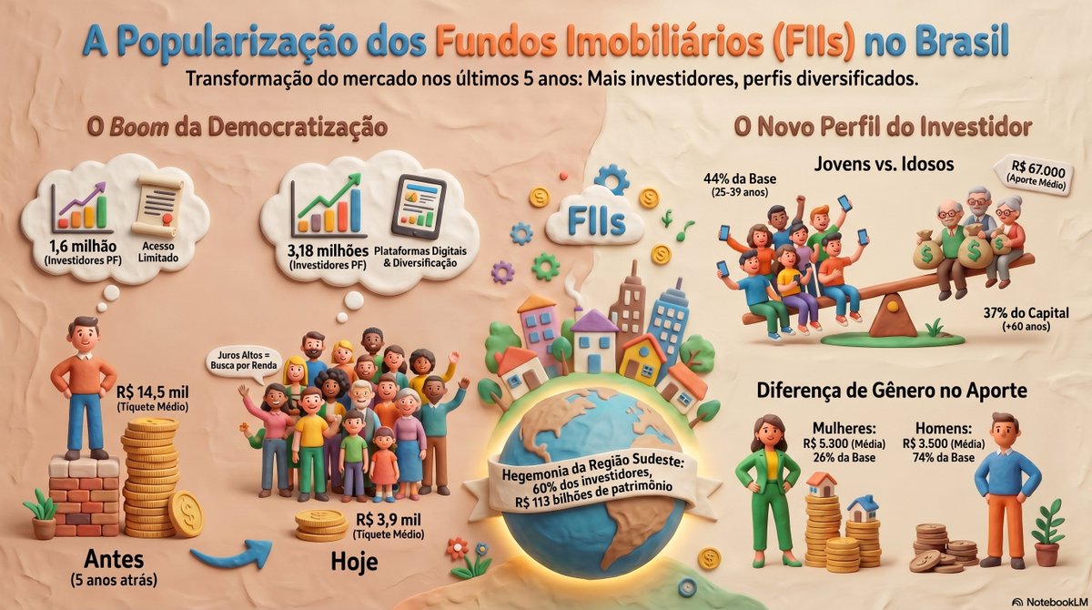 rafamfrodrigues's tweet image. FIIs dobraram a base de investidores em 5 anos.
Mas o patrimônio médio por CPF caiu de R$ 14,5 mil para R$ 3,9 mil. Mais acesso. Menos capital p/ investidor.
A pergunta é: O brasileiro está construindo renda passiva ou só caçando dividendos?
##FIIs ##Investimentos ##RendaPassiva