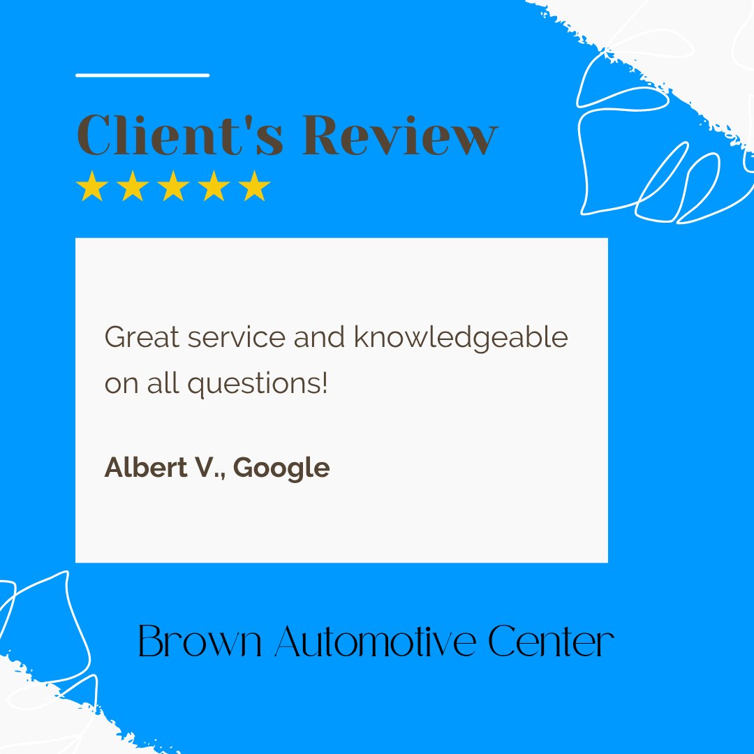 BrownAutoCenter's tweet photo. We appreciate your feedback on the great service and knowledgeable support you received, Albert. Our team works hard to ensure every question is answered clearly and accurately. Thank you for choosing us and sharing your experience! https://t.co/1nKBt7RbhN