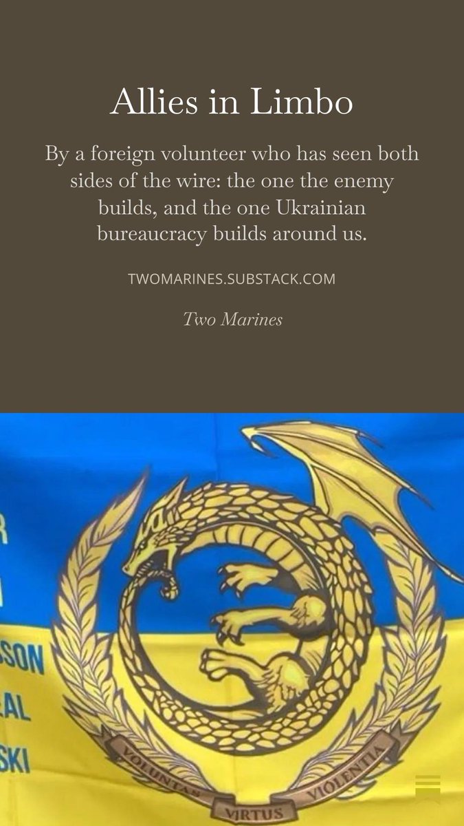 kriegsforscherD's tweet photo. Long and unpleasant article that must be read. @RyanO_ChosenCoy wrote an article about the problems foreigners facing during their service in Ukraine. 

A lot of those problems must be solved (and frankly speaking it won’t take that much time to deal with them).

@FedorovMykhailo can you help with that?

Link to the article🔽

https://t.co/rRGR1xvcrz