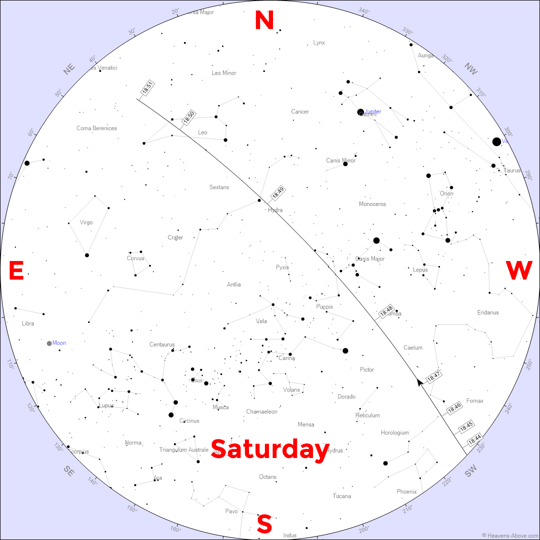 perthobs's tweet image. The International @Space_Station will fly over extremely bright tonight at 6:45 pm (Mag -3.6).

To use the attached maps, face south and hold the map above your head, and you'll see the path of the flyover.

#spotthestation #internationalspacestation #spacestation #iss #Perth #WA