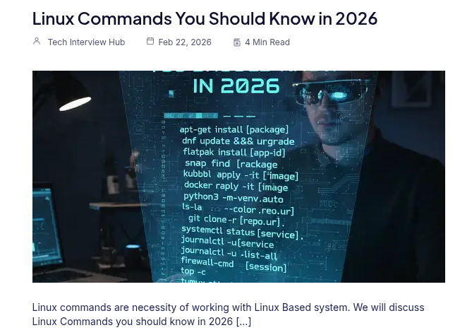 TechInterviewHQ's tweet photo. Master Linux like a pro in 2026!

From checking disk usage to monitoring system performance — these essential Linux commands will level up your dev skills

https://t.co/zUoXbsKj8W https://t.co/5t2NDjoGht