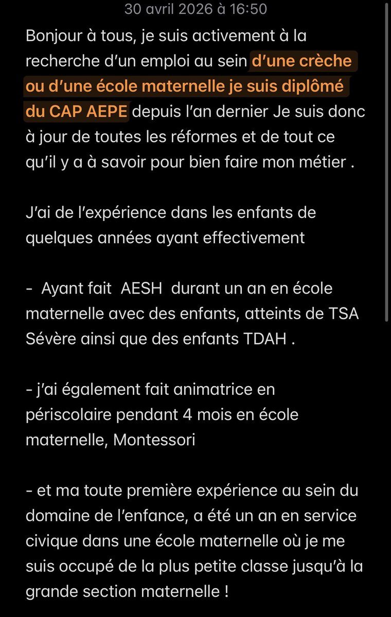 Ali_obsxfalling's tweet image. Bonjour à tous, je poste ici ma recherche d’emploi car cela devient plus qu’important et urgent si vous pouviez partager cela m’arrangerait ! Je vous en remercie #Partage #Nancy #Emplois #Creche #Maternelle #RechercheDEmplois