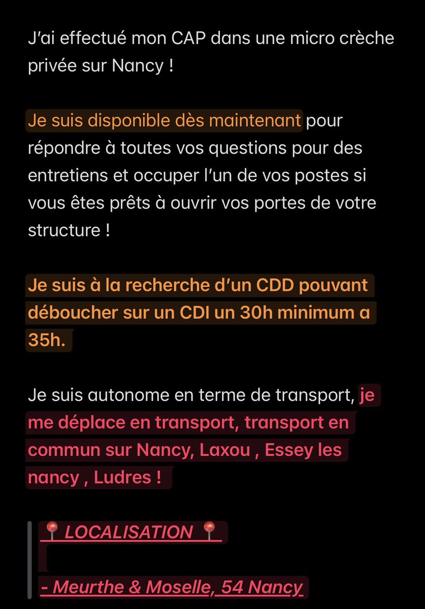 Ali_obsxfalling's tweet image. Bonjour à tous, je poste ici ma recherche d’emploi car cela devient plus qu’important et urgent si vous pouviez partager cela m’arrangerait ! Je vous en remercie #Partage #Nancy #Emplois #Creche #Maternelle #RechercheDEmplois