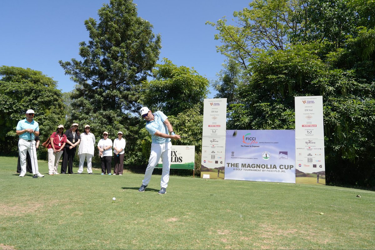 AijazQaiser's tweet photo. Together with @ManhasArun sir &amp; @Manav Gupta  sir teed off the #Magnolia Cup, an exclusive 18-hole golf tournament organised by @flojammu at @JammuGolfCourse 

Through this initiative, @varsha Bansal  led leadership has reinforced the shared aspirations of the region. https://t.co/xRlNFtW8Xd