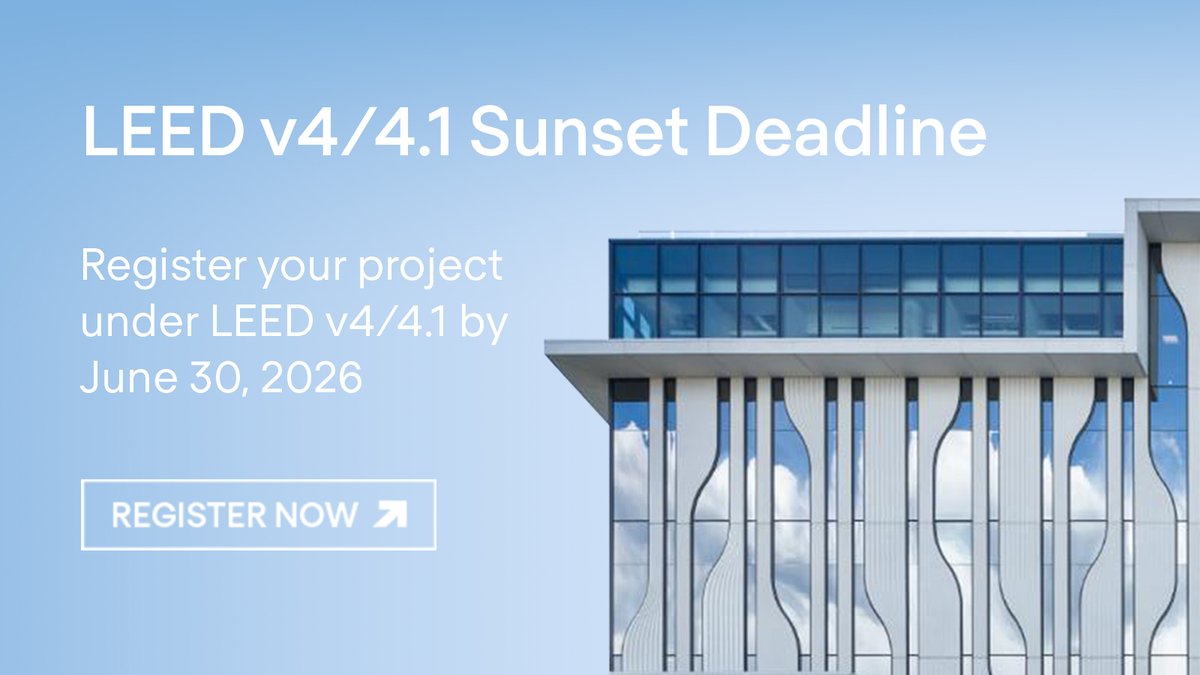 CAGBC's tweet photo. 🚩With registration closing for LEED v4 &amp; v4.1 on June 30, 2026, this is the final window for projects currently in the pipeline or clients aiming to achieve LEED under these rating systems, before the transition to LEED v5. 

Learn more: https://t.co/qby5kzPsdJ https://t.co/PCAI92TAAo
