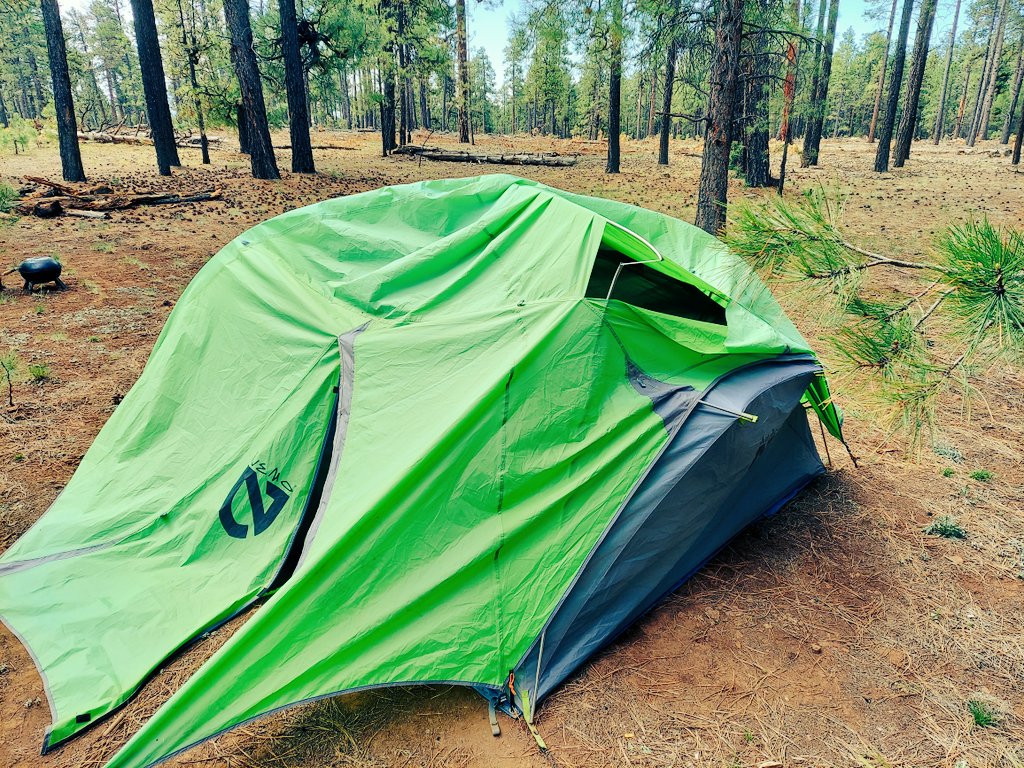 cryptoGretzky's tweet photo. @NEMOEquipment Nemo tent didnt survive the wind. $75 Coleman tent did fine, thats crazy https://t.co/Vo0FNlIslR