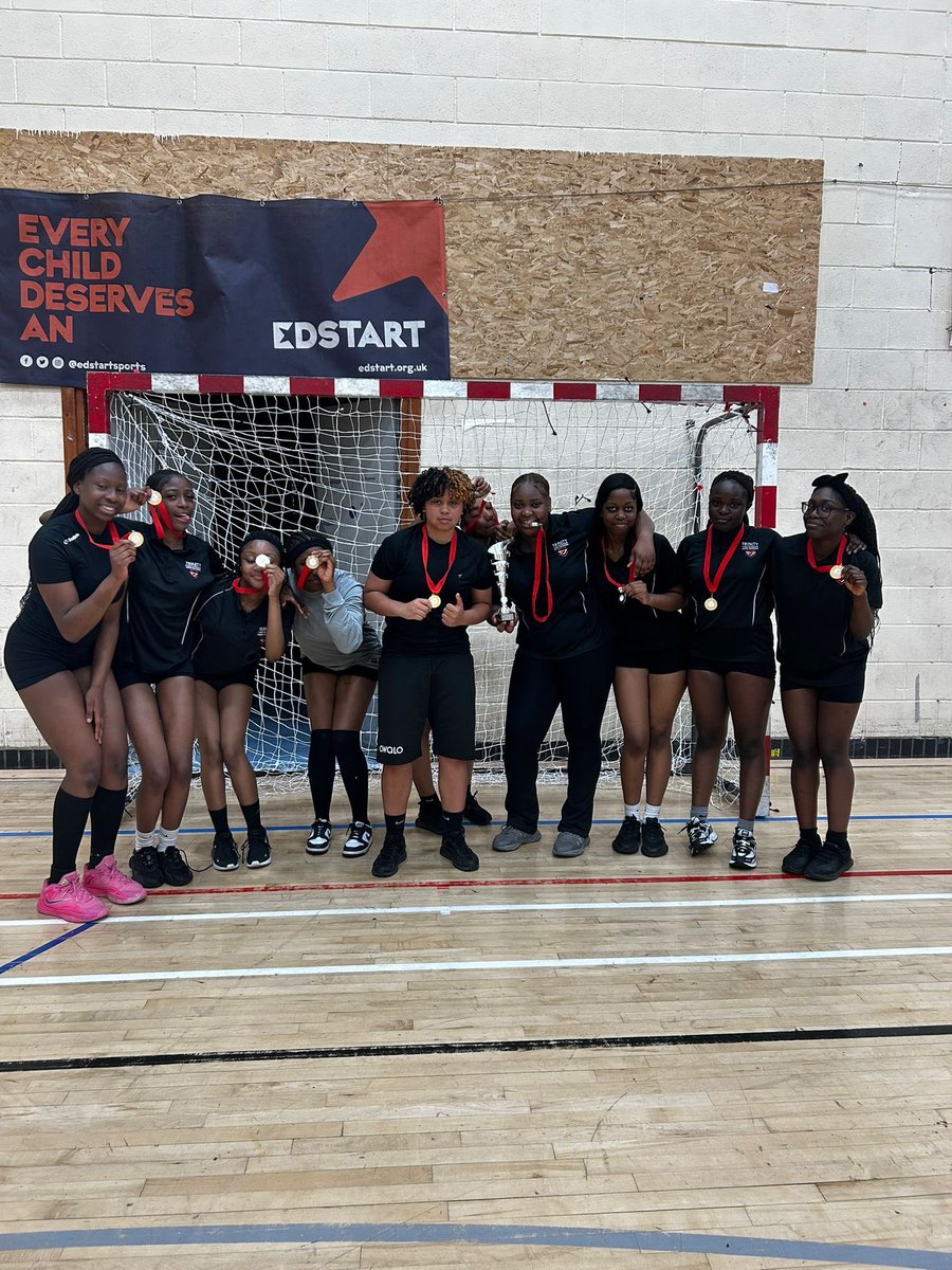 TrinityHighPE's tweet image. U15 girls Handball team played in the regional finals today in Liverpool. A dominant performance some great goals scored. The girls won all their games, beating St Michael’s, Blue Coats and West Kirby. Champions and going through to the national finals 👏🥇 #TeamTrinity #Oneteam