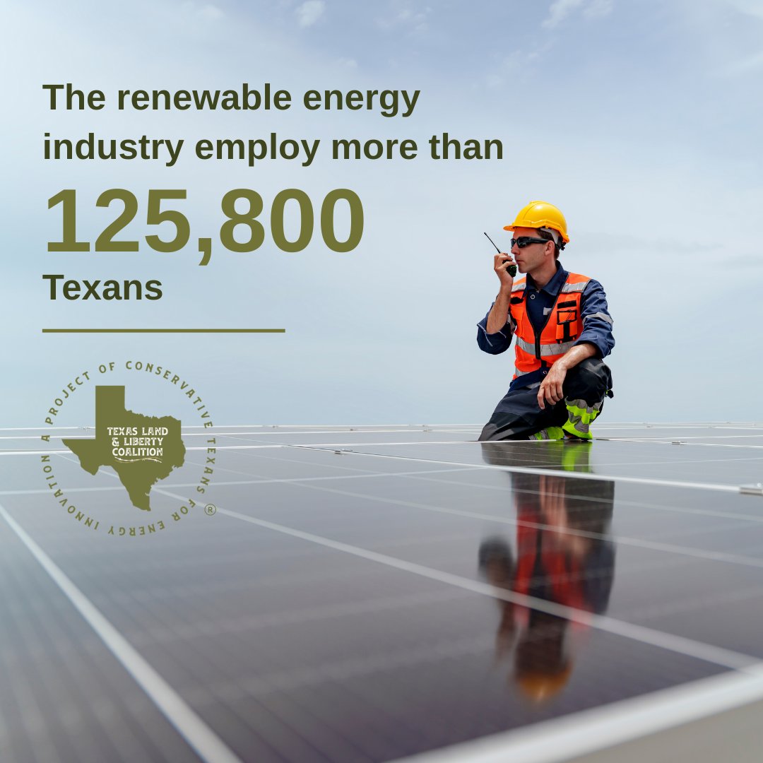 TXLLCoalition's tweet photo. Did you know? Texas has a #renewableenergy workforce of more than 125,800 high-paying, highly-skilled jobs.

#TXENERGY https://t.co/ZKoF65jhm5