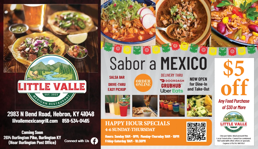 Little Valle in Hebron has incredible Happy Hour Specials!  Why not check them out tonight?
localadvertisingnky.com/offers/