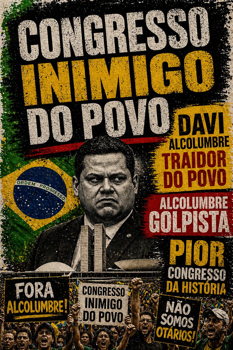 Esse é o pior congresso da história, população tem q acordar, sem justiça não existe democracia.
O povo tá vendo. E não vai esquecer.

CONGRESSO INIMIGO DO POVO 
DAVI ALCOLUMBRE TRAIDOR DO POVO
SEM ANISTIA 
SEM DOSIMETRIA