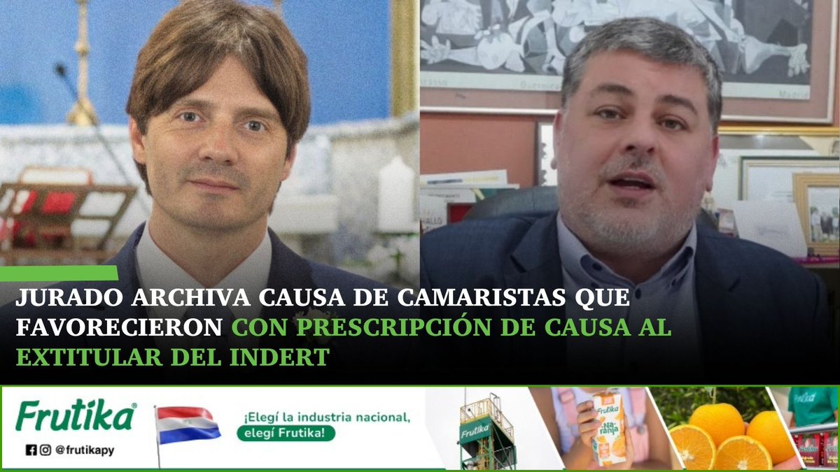 🟩JEM resolvió archivar la causa contra los camaristas Jesús Riera y Camilo Torres, quienes habían favorecido con la prescripción de la causa al extitular del INDERT, Luis Ortigoza, que había sido detenido tras estar varios años prófugo.

🟩Nota: acortar.link/yne3fT