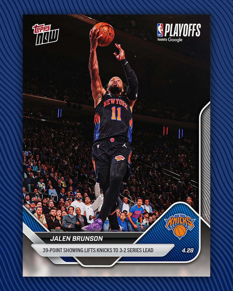 Topps's tweet photo. Can you spot Cam Skattebo on Jalen Brunson's newest trading card? 👀 https://t.co/xpEp0s0DJg