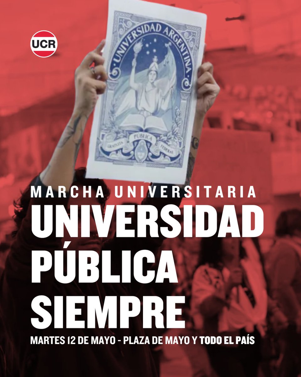 La universidad pública es futuro, igualdad de oportunidades y movilidad social. 

Este 12 de mayo marchamos en todo el país para defenderla y reclamar por el cumplimiento de la Ley de Financiamiento Universitario.