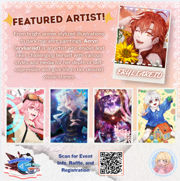 TeArEventsPH's tweet photo. 💎Originium Tea Time!

🎨Featured Artist Spotlight: @eryliareid 

Catch her other Socials:
✖️: https://t.co/pa2kDY1Zdu
🦋: https://t.co/OOV2xTgKeN
🔷: https://t.co/bJTdNxWz9X
🖼️: https://t.co/NpcQcDhwpt

📷Scan the QR Code or Register here:
👉 https://t.co/DE8qOza58c https://t.co/23h6Rdmbsi