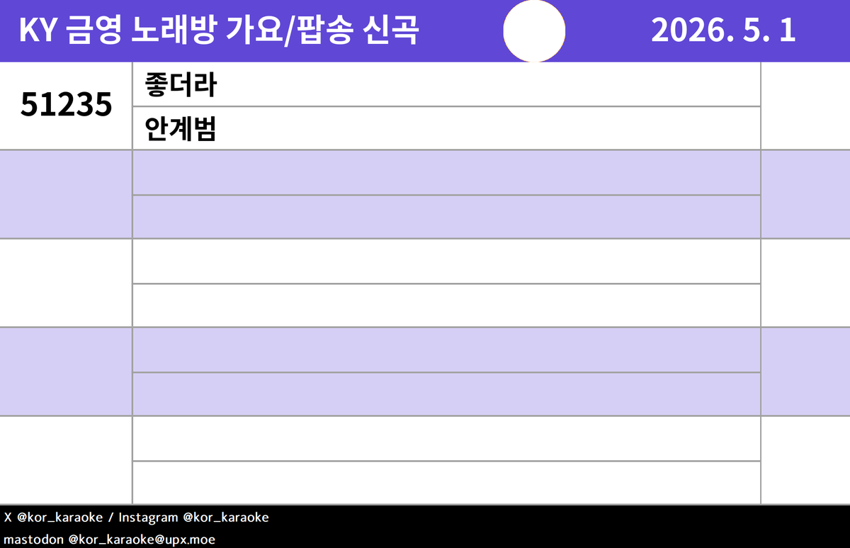 kor_karaoke's tweet image. #KY #노래방신곡 #가요 #안계범